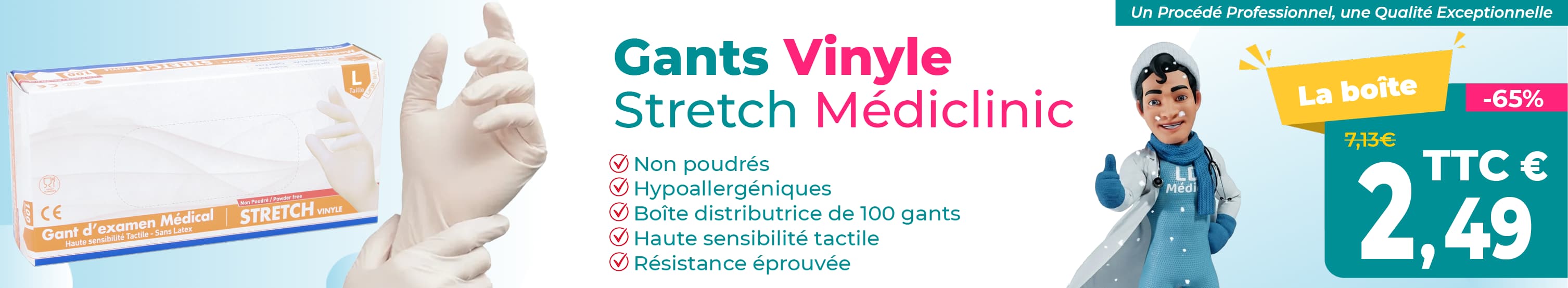 Gants vinyle m&eacute;diclinic